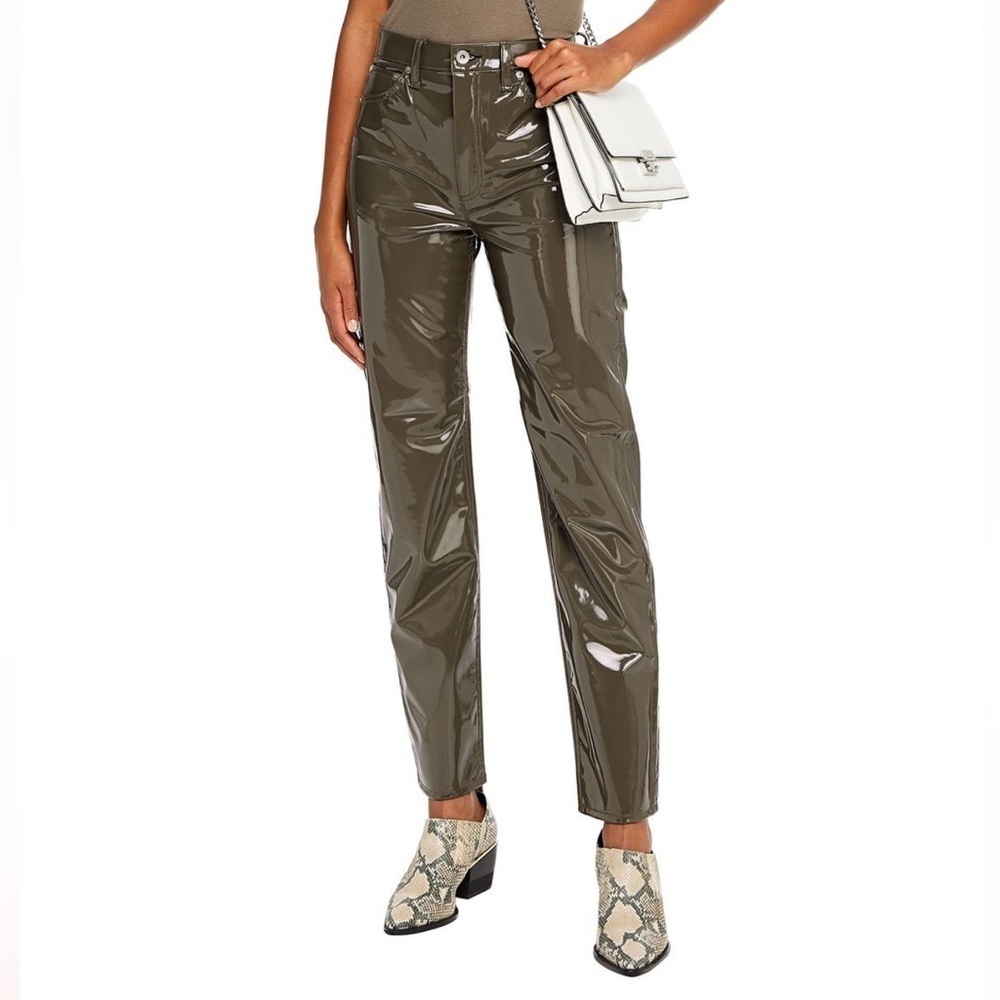 Rag And Bone Taupe Vinyl Nina Cigarette Pants